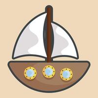 sail ship with outline in flat design. vector