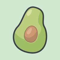 avocado slice with outline flat design. vector