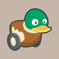 duck toy with wheels in flat design. vector