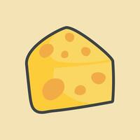 piece of cheese with outline flat design. vector