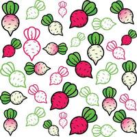 a pattern of radishes on white background vector