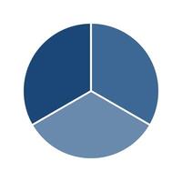 Navy pie chart with 3 parts chart, 3 circle section for business presentation concept. Overall for marketing and education goal . vector