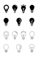 Light Bulb Icon Set Fill and Line vector