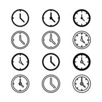 Clock Icon Set Fill and Line vector