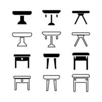 Table Icon Set Fill and Line vector