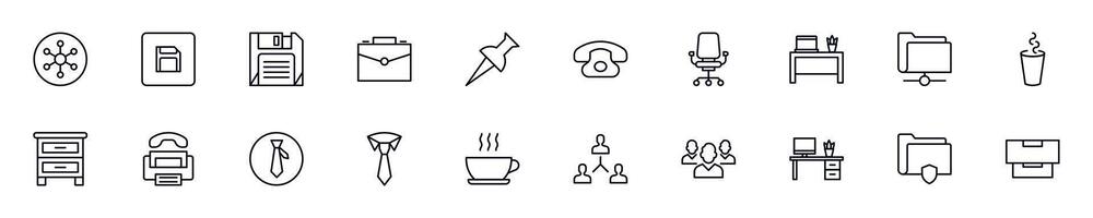 Simple outline signs of office. Line icons suitable for web sites, apps, infographics vector