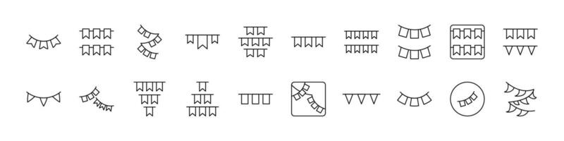 Garlands Thin Icons Collection. Editable Stroke. Suitable for Web Sites, Books, Cards, Apps vector