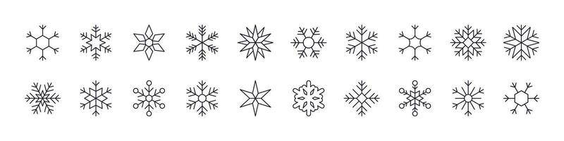 Pack of Line Icons of Snowflakes. Editable Stroke. Minimalistic Linear Pictogram for Design of Cards, Apps, Banners, Posts vector
