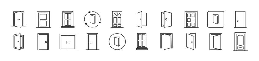 Door Simple Isolated Line Icons Collection. Editable Stroke. Suitable for Web Sites, Books, Cards, Apps vector