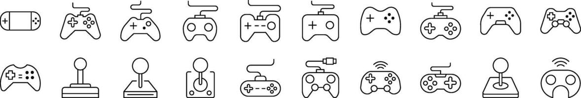 Pack of Line Icons of Joystick. Editable Stroke. Minimalistic Linear Pictogram for Design of Cards, Apps, Banners, Posts vector