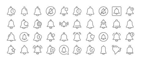 Bell with Items Collection of Thin Icons. Editable Stroke. Suitable for Web Sites, Books, Cards, Apps vector