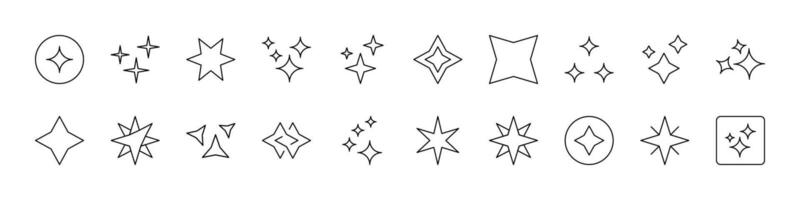 Sparkles and Stars Set of Thin Icons. Editable Stroke. Suitable for Web Sites, Books, Cards, Apps vector