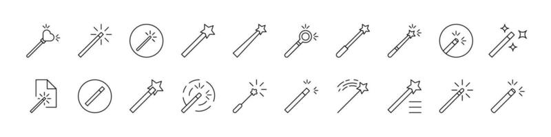 Magic Wand Set of Thin Icons. Editable Stroke. Suitable for Web Sites, Books, Cards, Apps vector