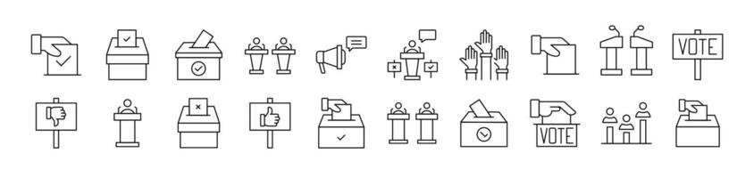 Collection of Images of Election Drawn with Thin Line for apps, web sites, banners, infographics and other types of design vector
