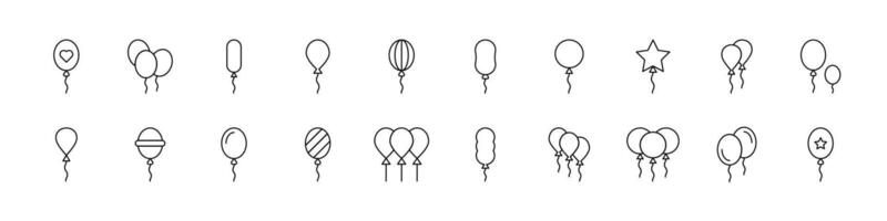 Holiday Ballon Pack of Thin Icons. Editable Stroke. Suitable for Web Sites, Books, Cards, Apps vector