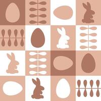 Cute Easter pattern with chocolate rabbits and eggs silhouettes. Perfect print for tablecloth, textile and fabric. Great design for any project. vector