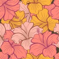 Hibiscus flower pattern warm color vector