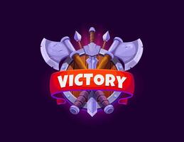 Game victory icon or badge for level up complete vector