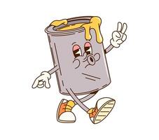 Groovy paint bucket cartoon character, DIY tool vector
