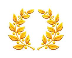 Golden laurel wreath with gold leaves and berries vector