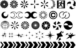 Diverse Collection of Icons and Symbols - Geometric, Circular, Star, and Arrow Designs vector