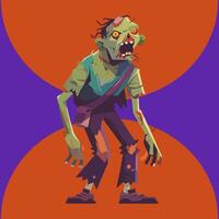 A cartoon zombie with a purple background vector