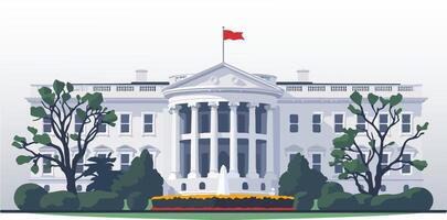 The white house is shown in a flat style vector
