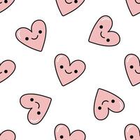 Seamless smiling heart pattern doodle and flat illustration for love and joy vector