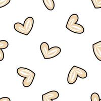 Seamless abstract heart pattern doodle and flat illustration with organic style vector