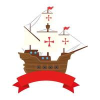 Columbus ship with ribbon vector design