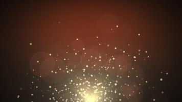 Motion and fly gold particles and round bokeh on dark background video