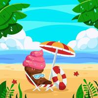 Ice Cream Relax in Beach during Summer vector