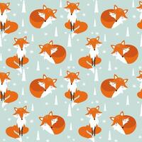 Seamless pattern with christmas fox. Vector