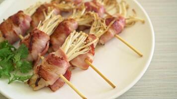Grilled Bacon Wrap Enoki Mushroom Skewer video