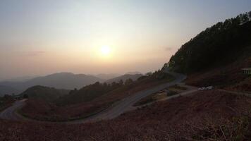 beautiful sunrise with mountain layer video