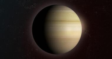 Saturn planet rotating in the outer space video