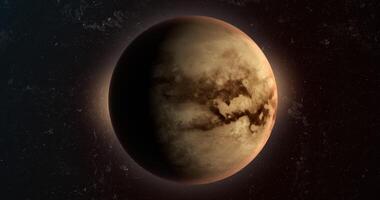Titan, Saturn moon, rotating in the outer space video
