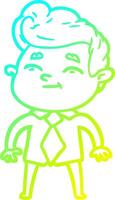 cold gradient line drawing happy cartoon man vector