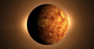 Venus planet in its own orbit in the outer space video