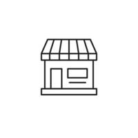 Shopping, sell and purchase concept. Vector signs in flat style. Suitable for adverts, web sites, articles. Editable stroke. Line icon of shop or store