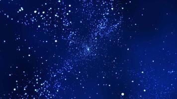 Blue bokeh particles glitter awards dust gradient abstract background. Futuristic glittering in space on blue background. video