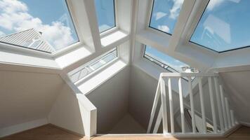 Timelapse of clouds in windows of Cube House, Rotterdam video