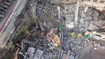 An aerial view of demolished building constructions video
