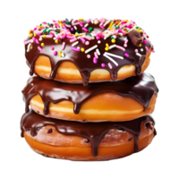 AI generated Tasty Donuts with Chocolate on it on Transparent background - Ai Generated png