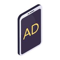 Modern design icon of mobile ad vector