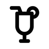Fresh juice line icon. Glass with straws and lemon slice outline sign. vector