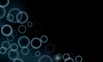 smooth blue circle bubbles on the dark background with copy space. vector
