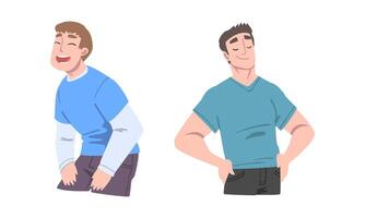 Man Different Emotion Feeling Happy and Pleased Smiling and Laughing Set vector