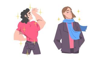 Man Different Emotion Feeling Arrogant and Snobbish Raising Head High Set vector