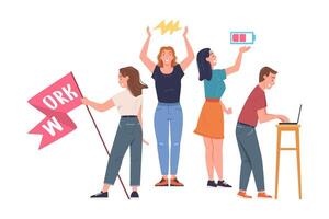 People Characters Working as Well Coordinated Mechanism Engaged in Teamwork Illustration vector